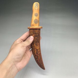 Chinese Ancient Bone Cutter Hand - Carved Dragon