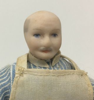Vintage Artisan Tagged By Elaine 1982 Bisque Head Dollhouse Doll With Cloth Body 2