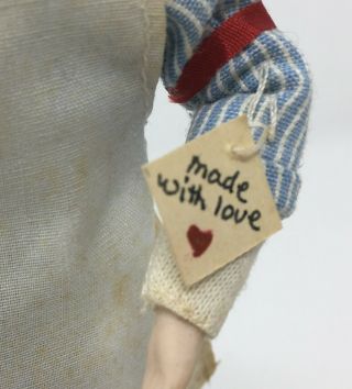 Vintage Artisan Tagged By Elaine 1982 Bisque Head Dollhouse Doll With Cloth Body 3