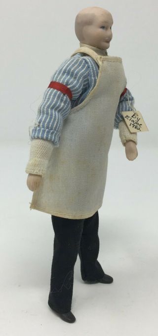 Vintage Artisan Tagged By Elaine 1982 Bisque Head Dollhouse Doll With Cloth Body 5