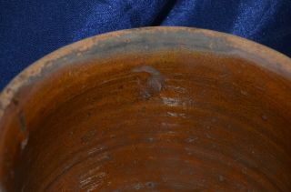 Antique Clay Pot Crock Old Pennsylvania Redware Glazed Out of Round Philadelphia 5
