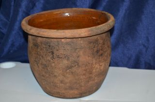 Antique Clay Pot Crock Old Pennsylvania Redware Glazed Out of Round Philadelphia 7