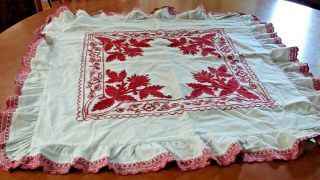Antique Turkey Red Needlework Pillow Cover Pillowcase
