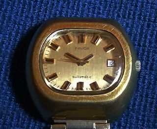 Massive Vintage German Wristwatch Favor Automatic Date Gold Plated