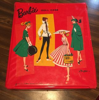 Barbie Doll Carrying Case Mattel Ponytail 1961 Drawer Handle Vintage 1960s Red