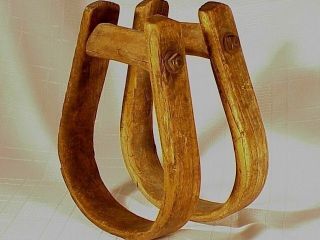 Antique Wooden Cowboy Oxbow Stirrups