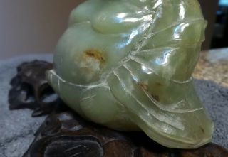 ANTIQUE VINTAGE CHINESE CARVED GREEN JADE BUDDHA FIGURINE STATUE N/R 3