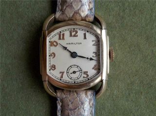 Vintage Hamilton Hand Wind 17 Jewel 10k Gf Mans Watch Cal.  987a Python Strap
