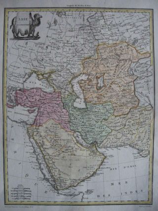 1812 Lapie - W Asia Map Turkey Arabia Persia Georgia Kazakhstan Uzbekistan