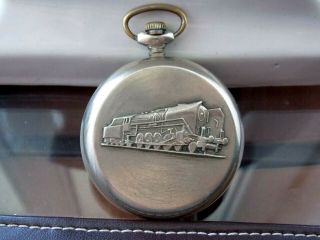 Vintage Molnija Train Locomotive Ussr Pocket Watch Soviet Molnia 3602 Railroad