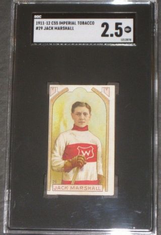 1911 C55 Imperial Tobacco Jack Marshall Hockey Card Sgc 2.  5 Gd,  Antique 29