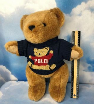 Ralph Lauren Polo Vintage Teddy Bear Plush 15 " 1997 Navy Sweater Jointed