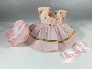 Medford Mass Tagged Dress Pink W - Gold Accents,  Bloomers & Hair Bow (no Doll)