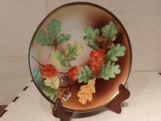 O&e G Royal Austria Acorn Oak Leaf Hand Painted Raymona Signed 9 " Cabinet Plate