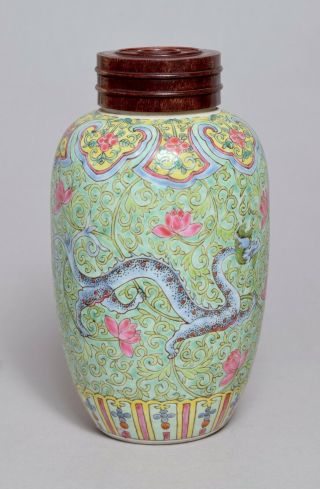 Very Good Antique Chinese Porcelain Dragon Vase Jar And Cover