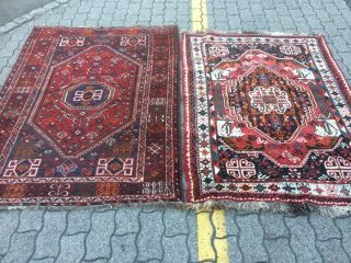 Antico - Swiss 2 Antique Indoghashghaii Rugs 4`x 5`5 And 3`7 X 5`1 Ft
