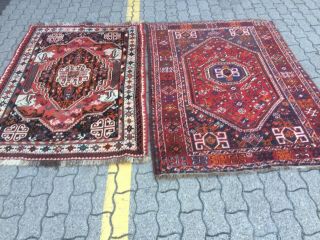 antico - swiss 2 Antique indoGHASHGHAII rugs 4`x 5`5 and 3`7 x 5`1 ft 2