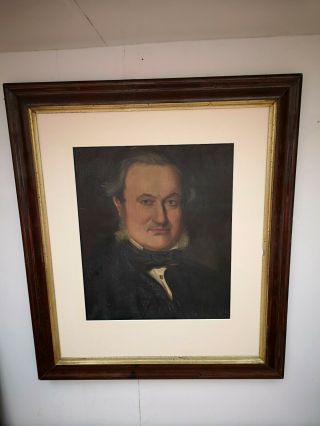 Early 19th Century Oil Portrait Painting Of Gentleman In Antique Frame