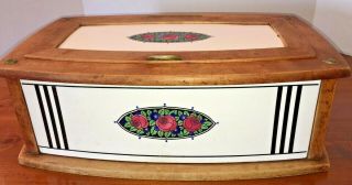 Antique Wood Framed Porcelain Bread Box D R G M Germany Beehive Sch No 772381
