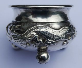 Fine Antique Chinese Export Solid Silver Salt Cellar; Wang Hing C1870