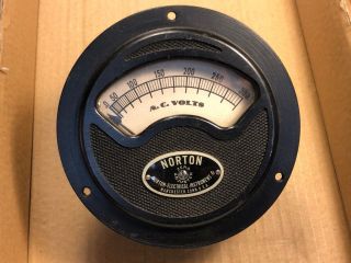 Large Antique Norton Ac Volt Meter Measures 0 - 300 Vac 1900s Gauge Guaranteed 2