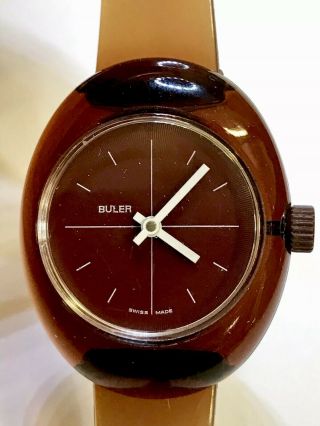 Vintage Buler Swiss Gmt 1982 Eta - 8800 Mechanical Men’s Chronometer Watch Running