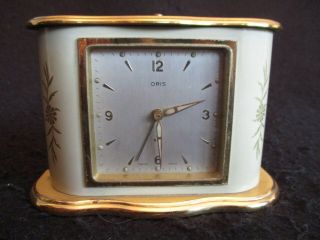 Vintage Oris Swiss Made Brass Wind - Up Mantel/alarm Clock C.  1950 