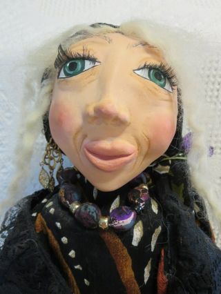 Ooak Folk Art Fortune Teller Doll Hand Made Primitive Halloween Gypsy Witch