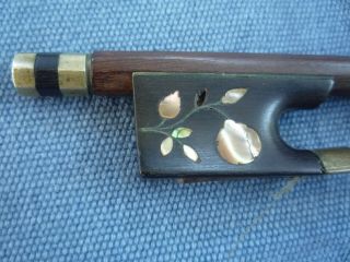 Antique Abalone Shell Inlaid Wood Violin Bow