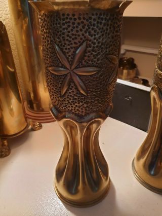 Antique Trench Art Ww1 Brass Shell Vase
