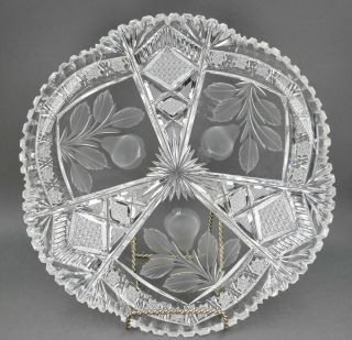 Antique Abp Tuthill Cut Crystal Glass Charger Plate American Brilliant Pattern