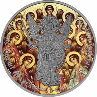 2015 Ukraine 1 Hryvnia Archangel Michael Synaxis 1 Oz Antique Finish Silver Coin
