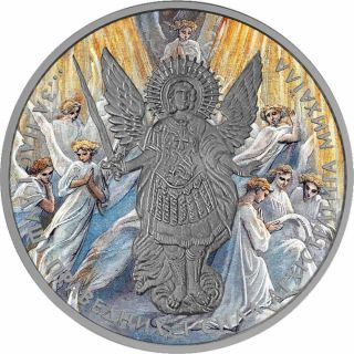 2015 Ukraine 1 Hryvnia Archangel Michael Paradise 1 Oz Antique Silver Coin