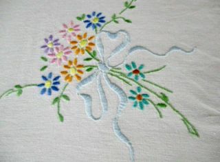 Vintage Tablecloth Hand Embroidered Floral Bouquets