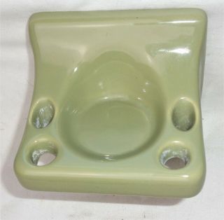 Vintage Avocado Olive Green Ceramic Bathroom Toothbrush Cup Holder Wall Mount