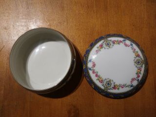 Antique French Ahrenfelot Porcelain powder jar dish box.  Cira 1894 - 1930. 2
