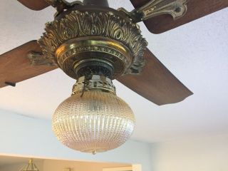 Antique Encon High Breeze Ceiling Fan Brass With Light