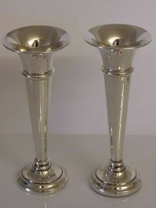 A Vintage Solid Sterling Silver Trumpet Bud Vases - Birmingham 1973
