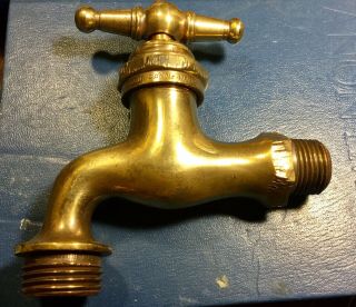 Vintage Lf&c “royal” Brass Water Spigot Faucet - With Hose Bib