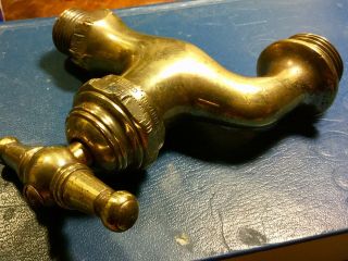 Vintage LF&C “Royal” Brass Water Spigot Faucet - with Hose Bib 2