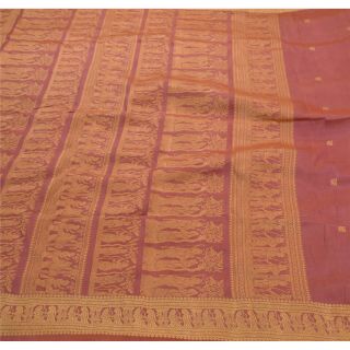 Sanskriti Antique Vintage Saree 100 Pure Silk Woven Pink Fabric Premium Balucha