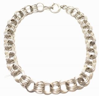 Antique 8mm Thick Sterling Silver Rolo Chain 8” Unisex Bracelet