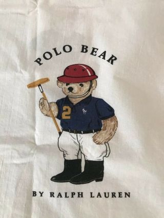 Vintage Polo Bear By Ralph Lauren White 29.  5 X 18 Pillowcase