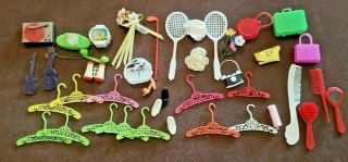 Vintage Barbie Accessories Bags Phone Record Playerhangers Brushes Movingbasebal
