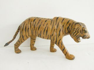 Vintage Indonesian Hand Carved Tiger Wood Figure Sculpture Statue 7 "