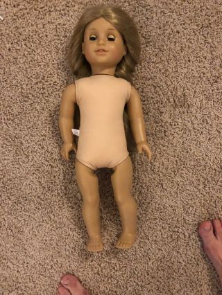 American Girl Doll 18 Inch And Blonde With Earrings.  Euc