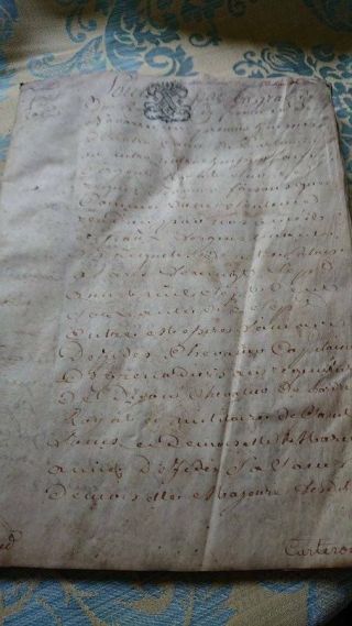 ANTIQUE FRENCH 18thC SEPIA SCRIPT VELLUM MANUSCRIPT DOCUMENT dated 1780 4