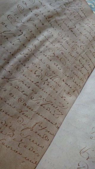 ANTIQUE FRENCH 18thC SEPIA SCRIPT VELLUM MANUSCRIPT DOCUMENT dated 1780 5
