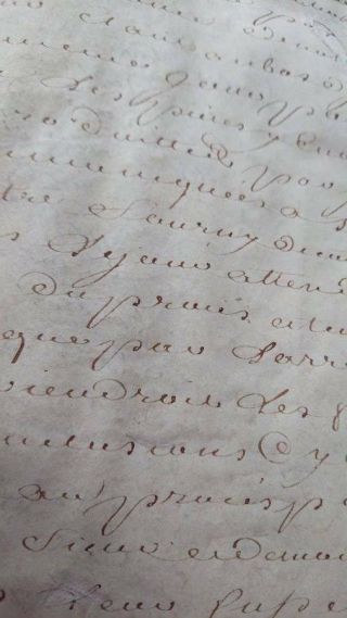 ANTIQUE FRENCH 18thC SEPIA SCRIPT VELLUM MANUSCRIPT DOCUMENT dated 1780 6