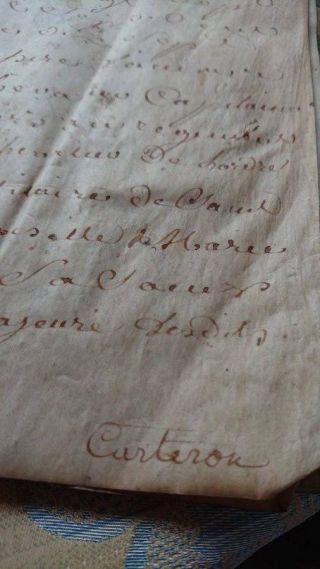 ANTIQUE FRENCH 18thC SEPIA SCRIPT VELLUM MANUSCRIPT DOCUMENT dated 1780 8